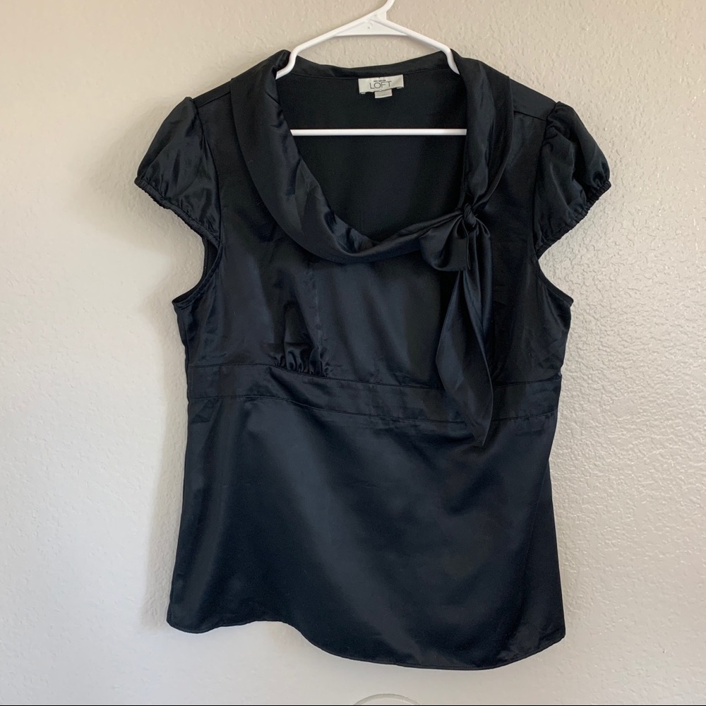 Black Blouse with Bow Detail - Ann Taylor Loft